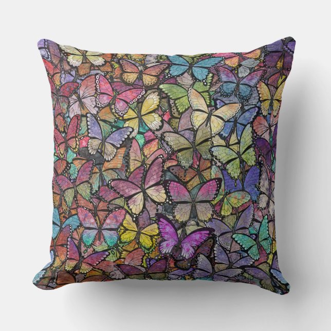 rainbow brite fantasy butterfly pattern cushion (Front)