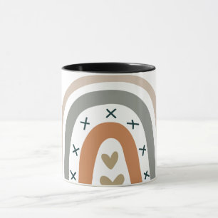 Rainbow brown beige grey modern white muted earth mug