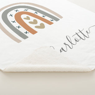 Rainbow brown beige grey white boho nursery cute sherpa blanket