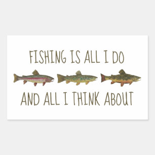 Rainbow Brown Brook Trout Fishing Quote Rectangular Sticker