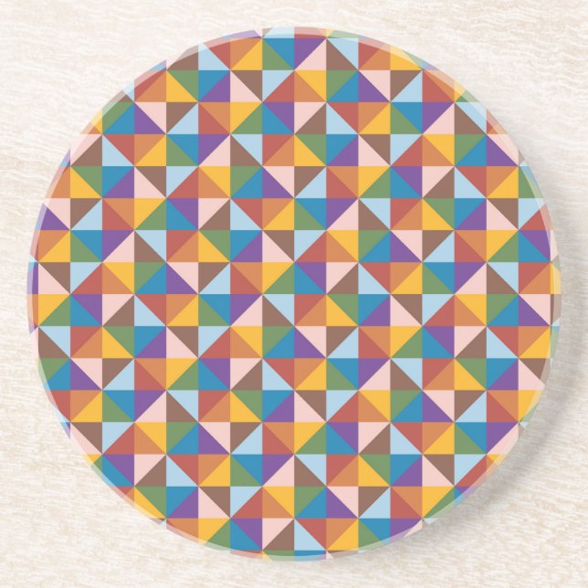 Rainbow, Brown, Pink and Blue Pinwheel Coaster (Front)
