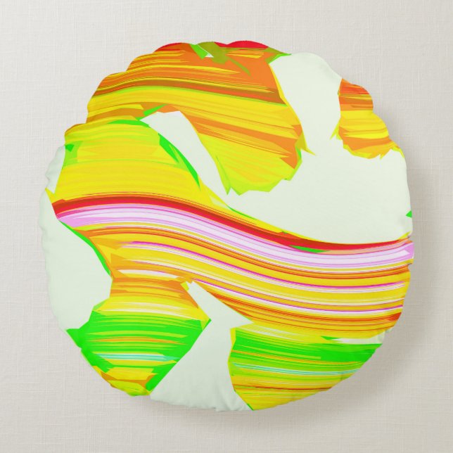 Rainbow brush round cushion (Front)