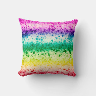 Rainbow Brush Splatter Modern Abstract Art Cushion