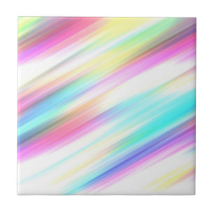 Rainbow Brush Strokes Ceramic Tile