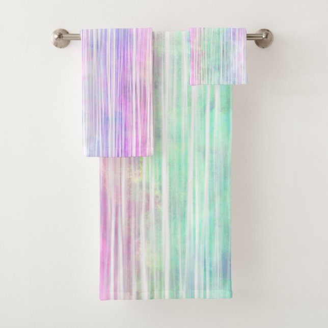 rainbow brush strokes, on white : bath towel set (Insitu)