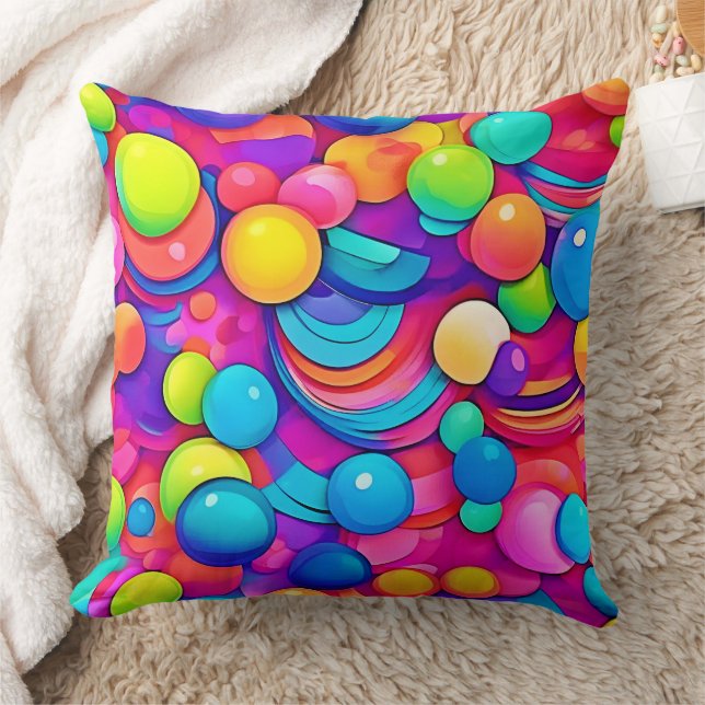 Rainbow Bubble Blast Artwork Cushion (Blanket)