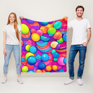 Rainbow Bubble Blast Artwork Fleece Blanket