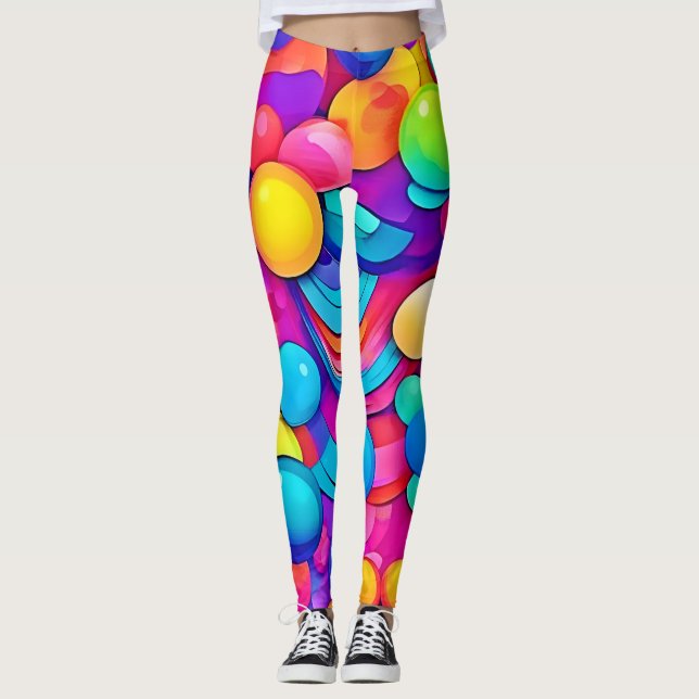 Rainbow Bubble Blast Artwork Leggings (Front)