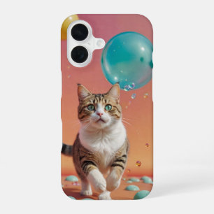 Rainbow Bubble Cat iPhone 16 Case