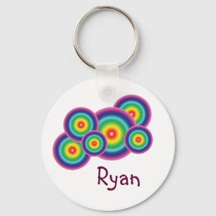 Rainbow Bubble Name Tag Key Chain