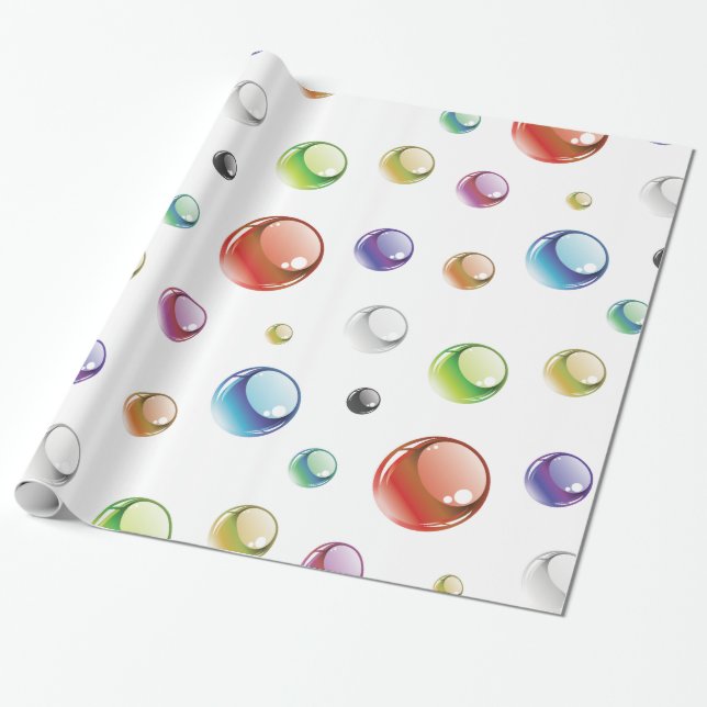 Rainbow Bubble Pattern Wrapping Paper (Unrolled)