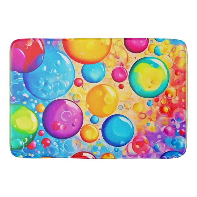 Rainbow Bubble Pop Art Bath Mat (Front)