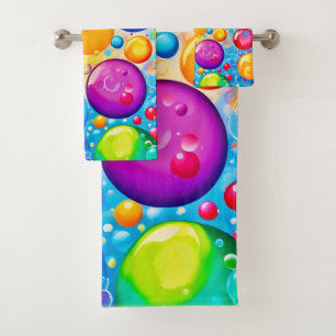 Rainbow Bubble Pop Art Bath Towel Set