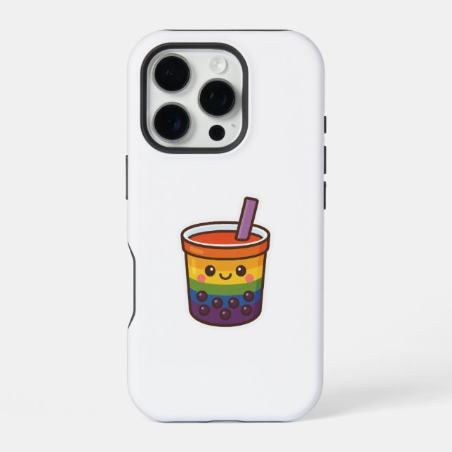 Rainbow Bubble Tea LGBTQ+ Pride iPhone Case (Back)