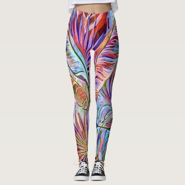 Rainbow Bubble Waves – Colourful Abstract Pattern  Leggings (Front)