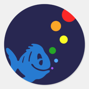 rainbow bubblefish classic round sticker