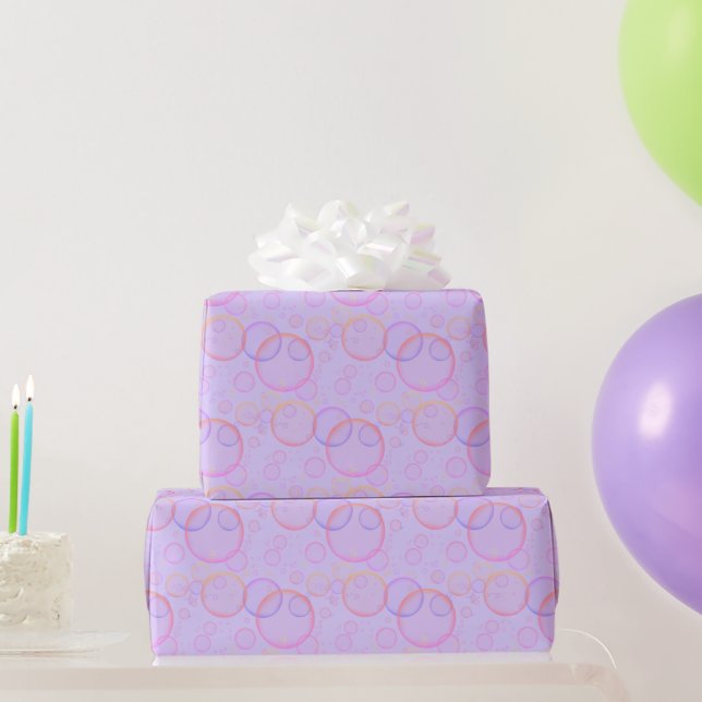 Rainbow Bubbles On Purple Wrapping Paper (Party Gifts)