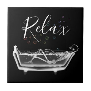 Rainbow Bubbles X-Ray Skeleton Bath Ceramic Tile