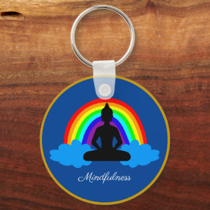 Rainbow Buddha & Mindfulness, Meditation / Yoga Key Ring