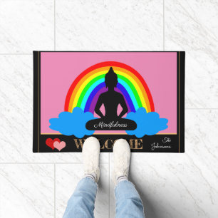 Rainbow Buddha & Mindfulness Yoga /meditation Doormat