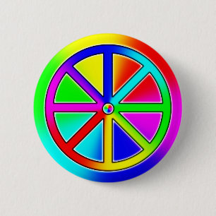 Rainbow Buddhist Wheel 6 Cm Round Badge