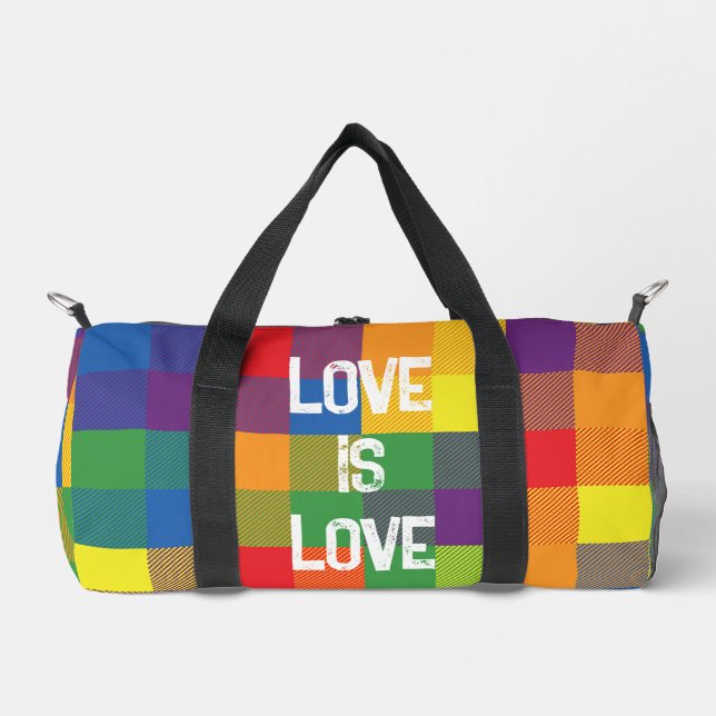 Rainbow Buffalo Check Pride Colourful Love Small Duffle Bag (Front)