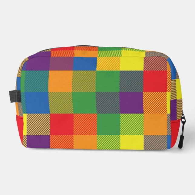 Rainbow Buffalo Check Pride Flag Plaid Colourful Dopp Kit (Front)