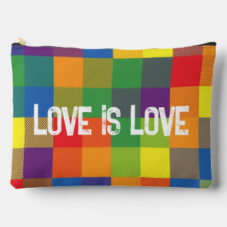 Rainbow Buffalo Check Pride Plaid Colourful Large Accessory Pouch