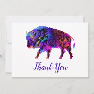 Rainbow Buffalo Thank You Card