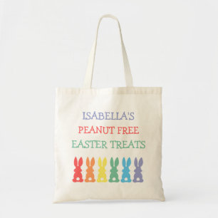 Rainbow Bunnies Food Allergy Personalised Easter Tote Bag