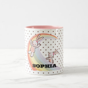 Rainbow Bunnies Two-Tone Coffee Mug