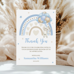 Rainbow Bunny Balloon Baby Shower Thank You