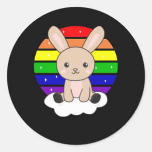 Rainbow Bunny Sweet Rabbits For Children Classic Round Sticker