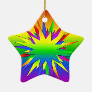 Rainbow Burst ornament, customise Ceramic Ornament