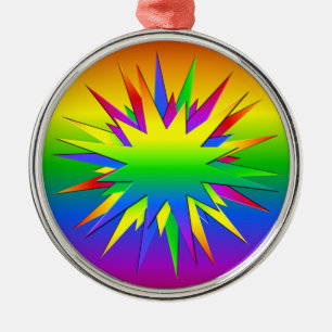 Rainbow Burst ornament, customise Metal Ornament