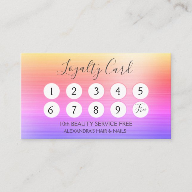 Rainbow Business Foil Loyalty Punch Card (Front)