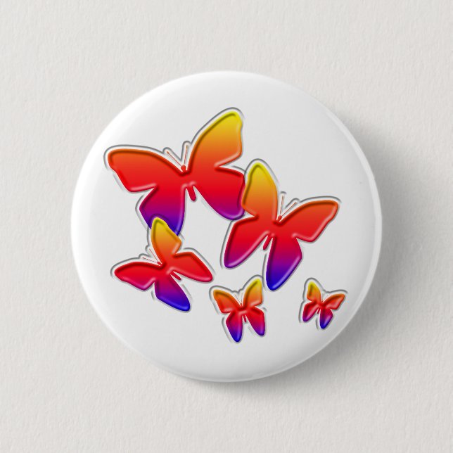 Rainbow Butterflies Button (Front)