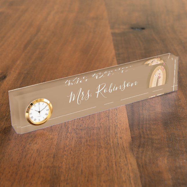 Rainbow Butterflies Script Teachers Daycare Desk N Nameplate (Side)