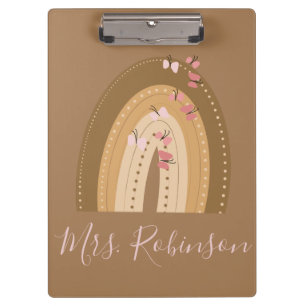 Rainbow Butterflies Script Teachers Name Clipboard