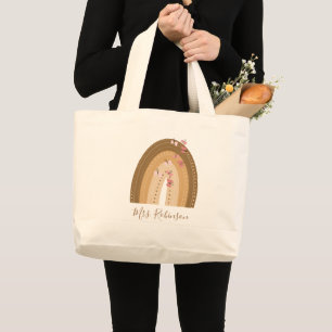 Rainbow Butterflies Script Teachers Name Large Tote Bag