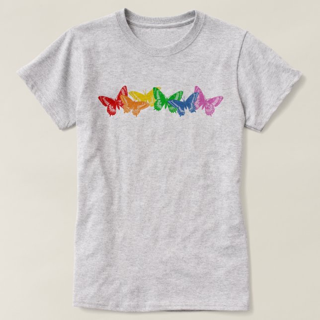 Rainbow Butterflies T-Shirt (Design Front)