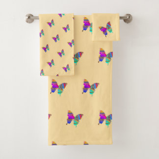 Rainbow Butterflies Vanilla Bath Towel Set