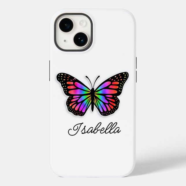 Rainbow Butterfly and Your Name Personalised   Case-Mate iPhone Case (Back)