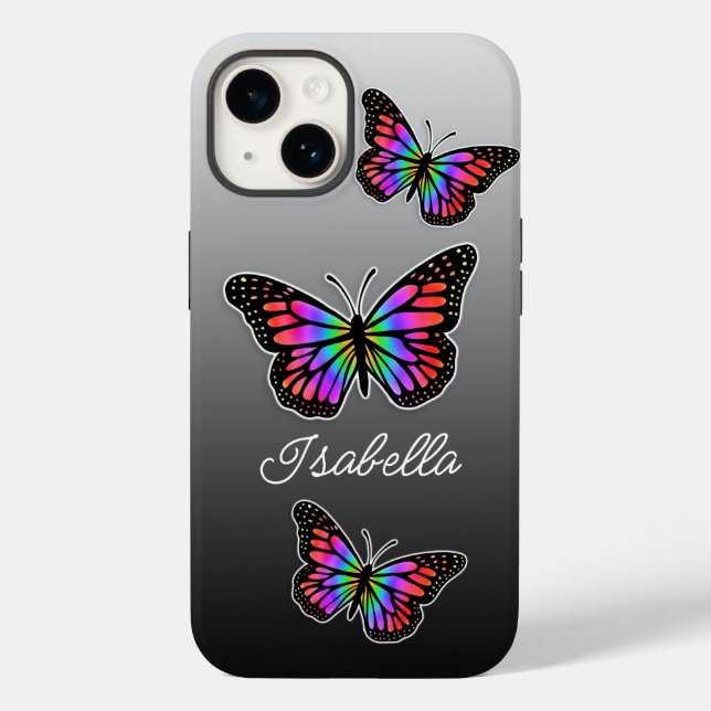 Rainbow Butterfly and Your Name Personalised    Case-Mate iPhone Case (Back)
