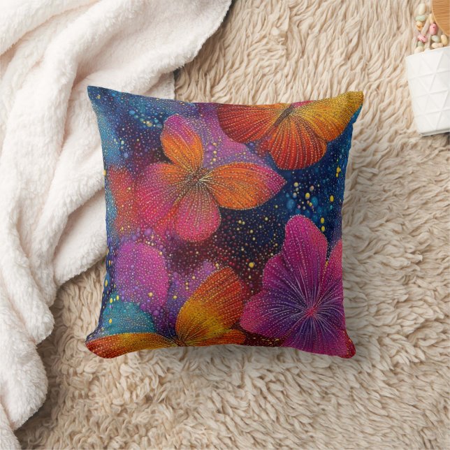 Rainbow Butterfly Art Accent Throw Pillow (Blanket)
