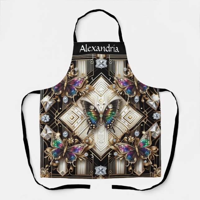 Rainbow Butterfly Art Deco Art Nouveau Apron (Front)