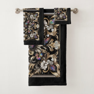 Rainbow Butterfly Art Deco Art Nouveau Bath Towel Set