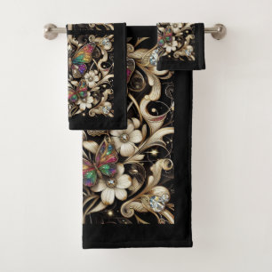 Rainbow Butterfly Art Deco Art Nouveau Bath Towel Set