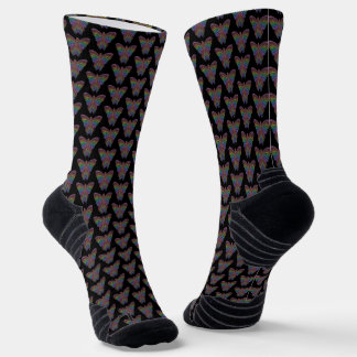 Rainbow Butterfly (black) - Athletic Socks