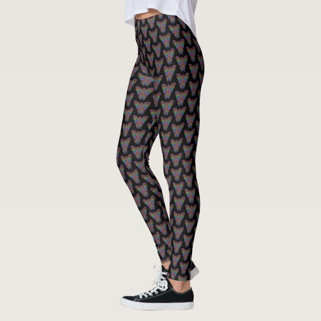 Rainbow Butterfly (black) - Leggings (Left)
